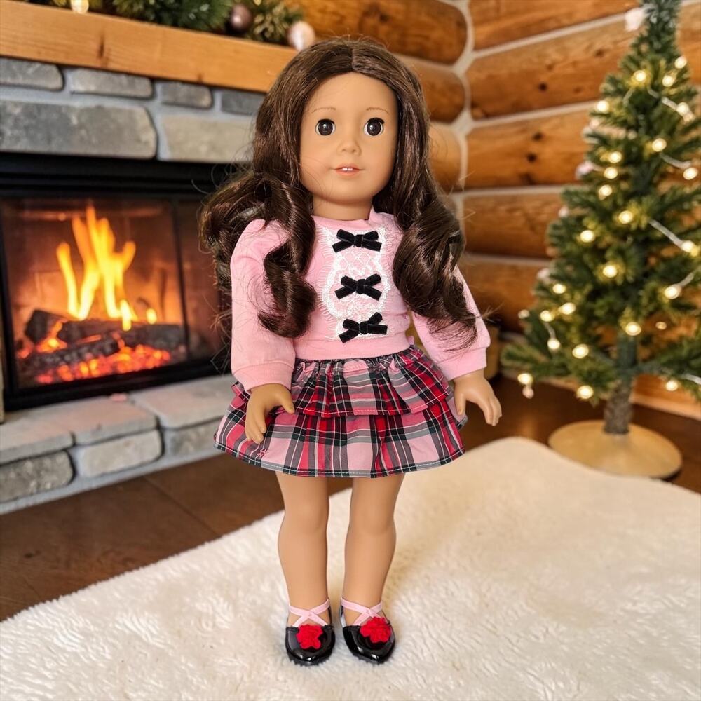 American Girl Truly Me #69 in Janie & Jack Plaid & Coconut Holiday Pajamas